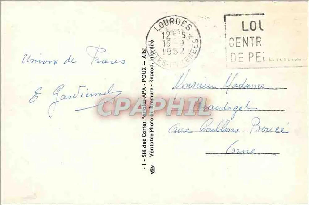 Lourdes — Basílica Nossa Senhora de Lourdes — editor APA, n° 44 - Verso