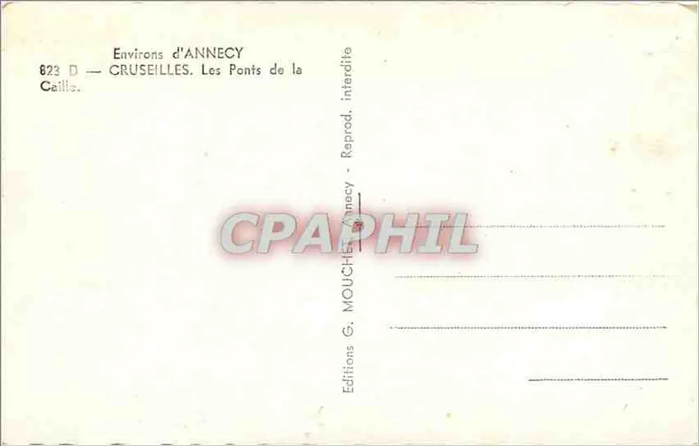 Les Ponts de la Caille — Environs d'Annecy — Éditions G. Mouchet Annecy - Verso
