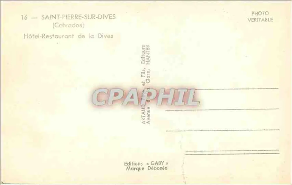 Hotel-Restaurante de la Dives — Saint-Pierre-sur-Dives (Calvados) — Ediciones Gaby - Reverso