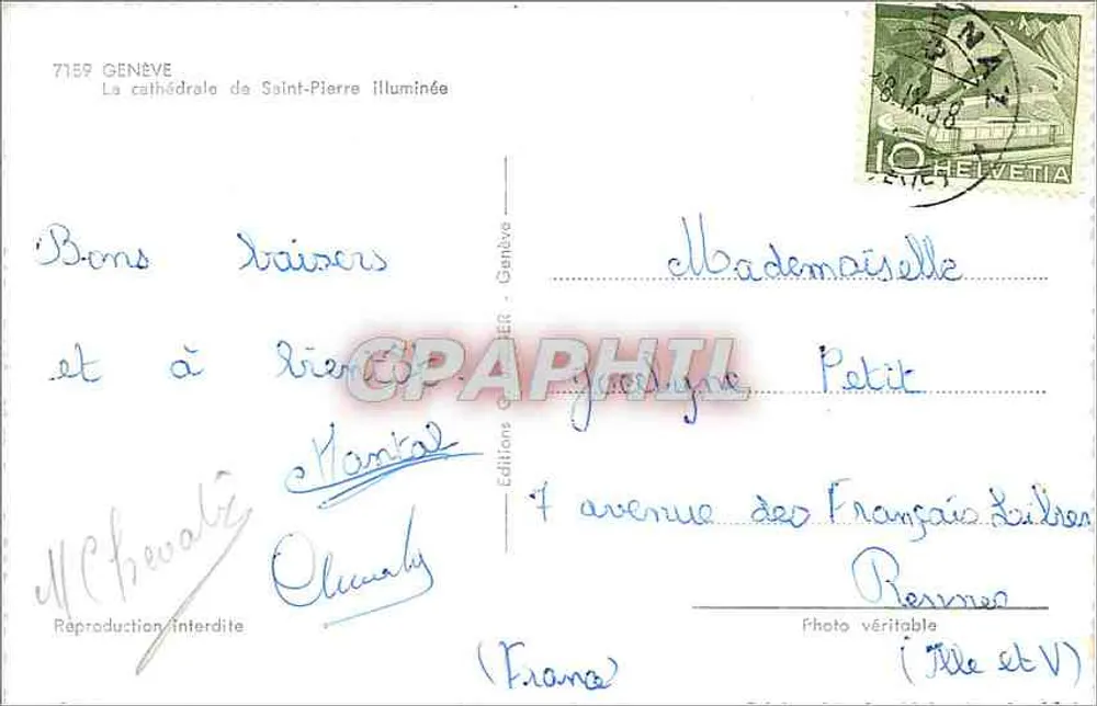 Cathédrale Saint-Pierre — illuminée — Éditions n°7159 - Verso