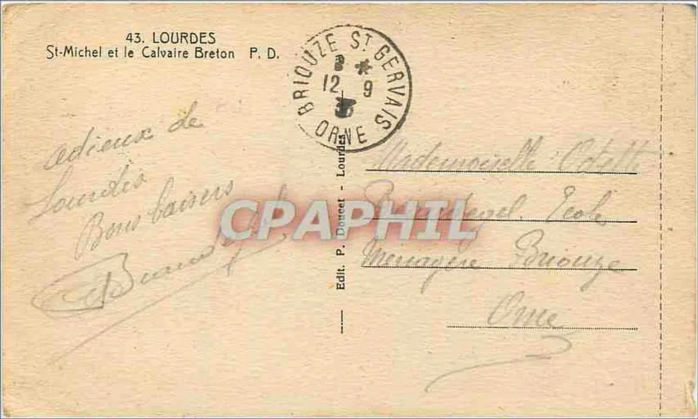 Lourdes — St-Michel et le Calvaire — Édition Bricouze - Verso