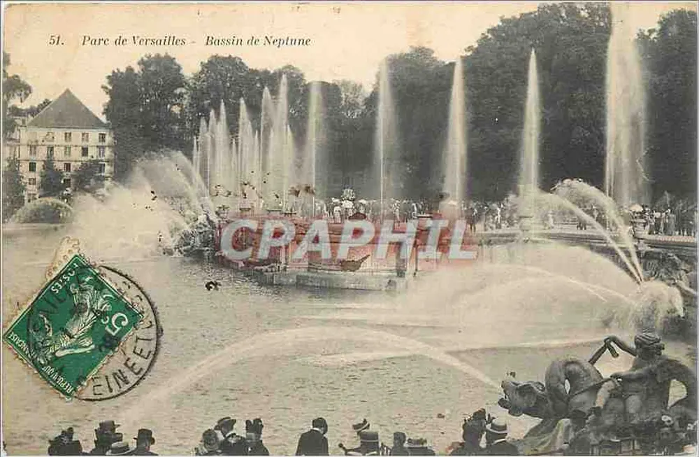 Parque de Versailles — Bassin de Netuno — Hellotypie Bourdier-Faucheux - Frente