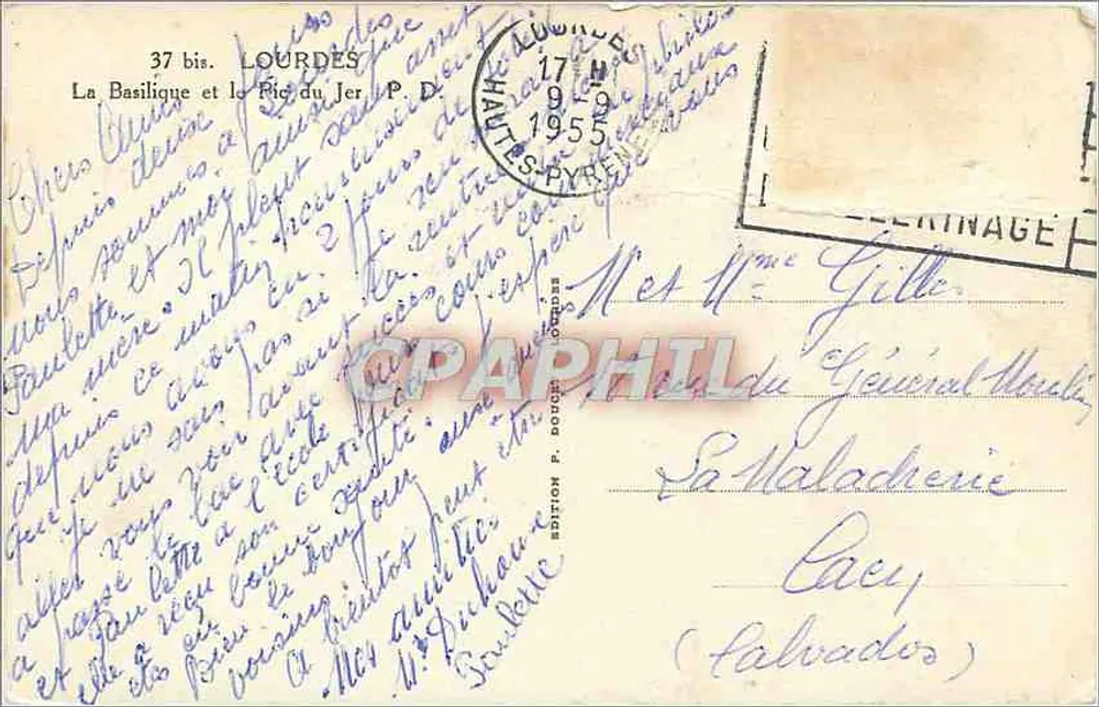 Lourdes — A Basílica e o Pic du Jer — Edição P. Douges - Verso