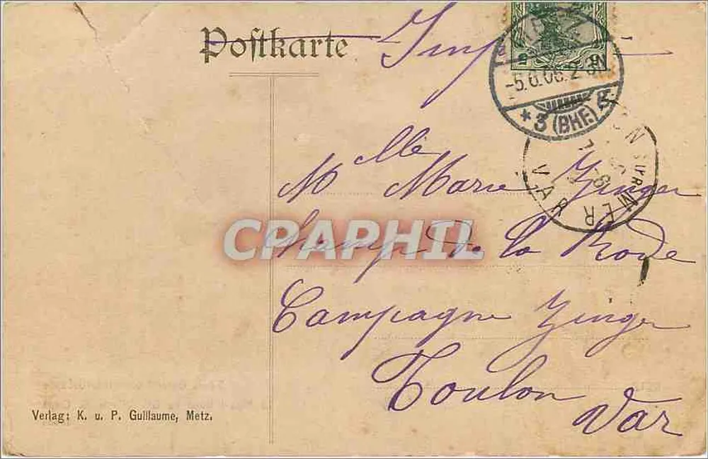 Metz — Le Nouvel Hôtel du Général Commando du 16e Corps — Verlag K. u. P. Guillaume, Metz - Verso