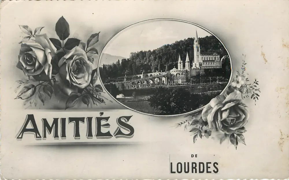 Lourdes — Vista do santuário e do ponte — Amitiés de Lourdes - Frente