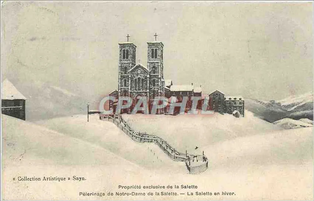 Pèlerinage de Notre-Dame de la Salette — La Salette en hiver — Collection Artistique Sayn - Recto