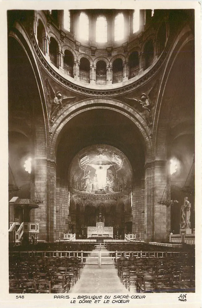 Paris — Basilique du Sacré-Cœur — Le Dôme et le Chœur — éditeur J.A.N. Paris, n° 548 - Recto