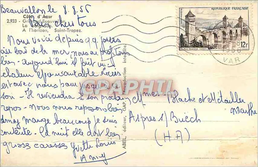 Banho em Saint-Tropez — Costa do Azul — editor ABEL, n°2933 - Verso