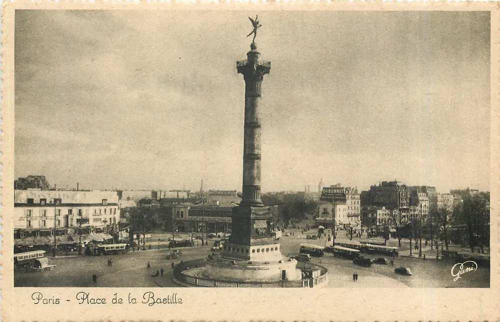 Paris - Praça da Bastilha — coluna da Bastilha com estátua de anjo — editada por Gani - Frente