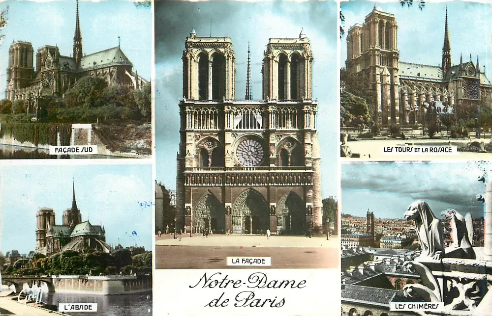 Notre-Dame de Paris — Facha, torres, roseira, abside e criaturas — Edições Cirell - Frente