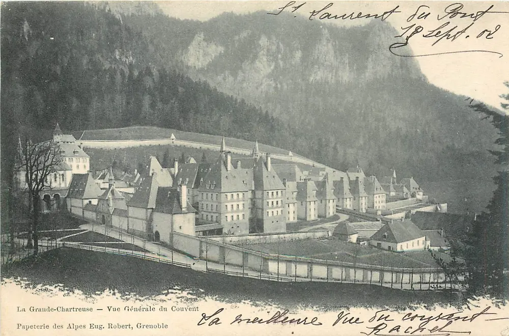 Grande-Chartreuse — Vista Geral do Mosteiro — Papeterie des Alpes Eug. Robert, Grenoble - Frente