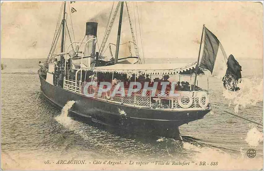 Arcachon - Côte d'Argent - Le vapeur "Ville de Rocbefort" - BR-888 - Recto