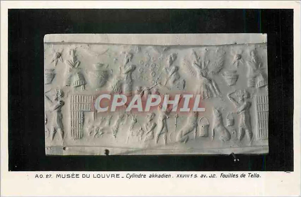 Cilindro akkadieno — XXVIIIº s. a.C. — Museu do Louvre - Frente