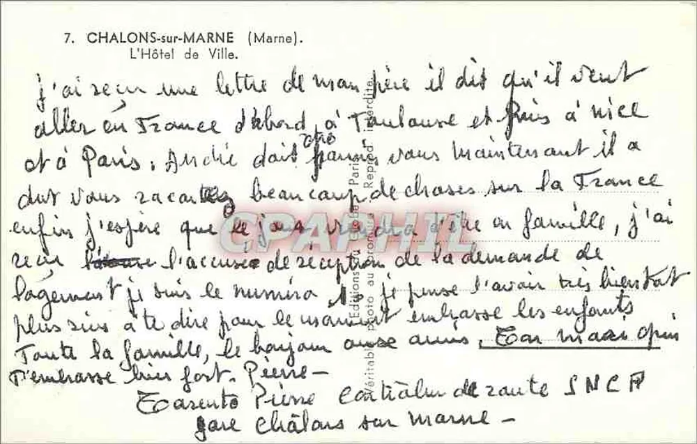 Châlons-sur-Marne — A Prefeitura e a praça central — Edições Paris Répertoire - Verso