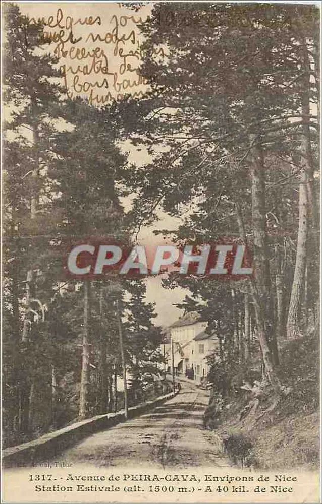 Avenue de Peïra-Cava — Station Estivale (alt. 1500 m.) — A 40 kil. de Nice — éditeur Arnaud, Tâble — n° 1317 - Awers