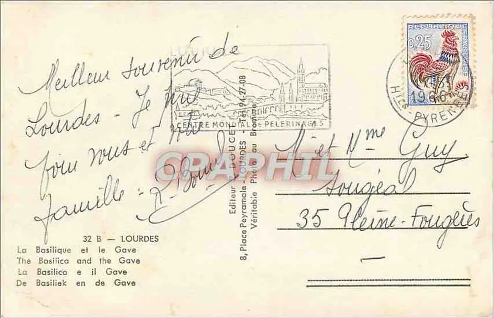 Lourdes — A Basílica e o Gave — Editor Peyramale, n° 21 - Verso