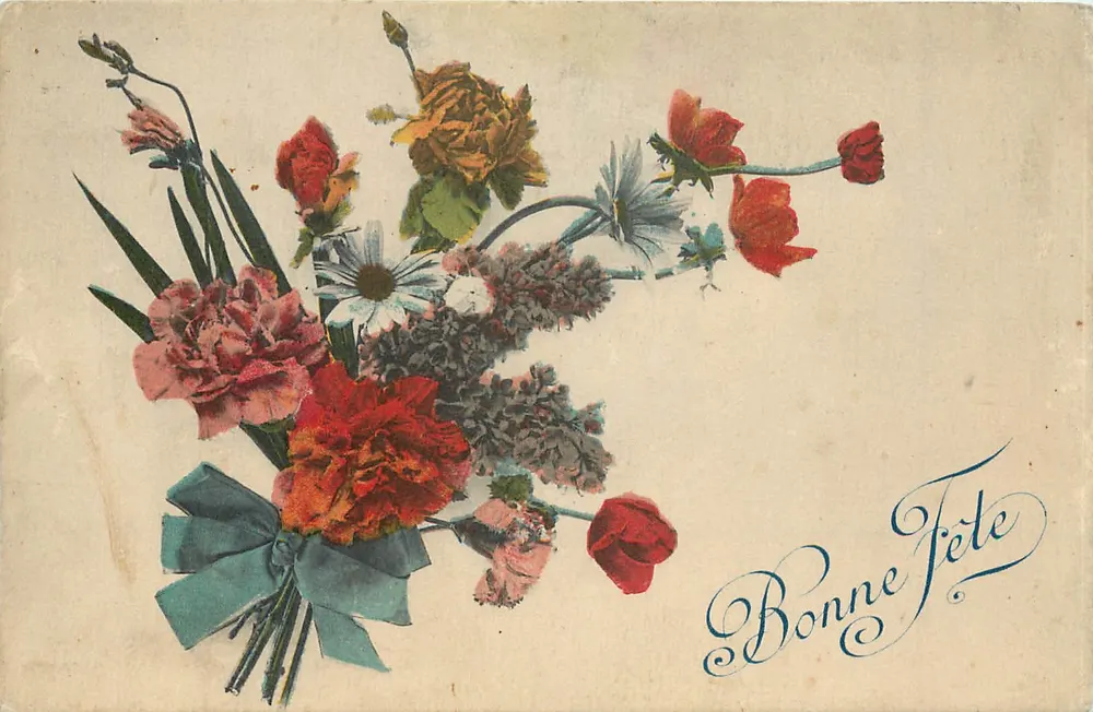 Arranjo de flores — Boa Festa — M. L. Paris, Série No 602 C - Frente