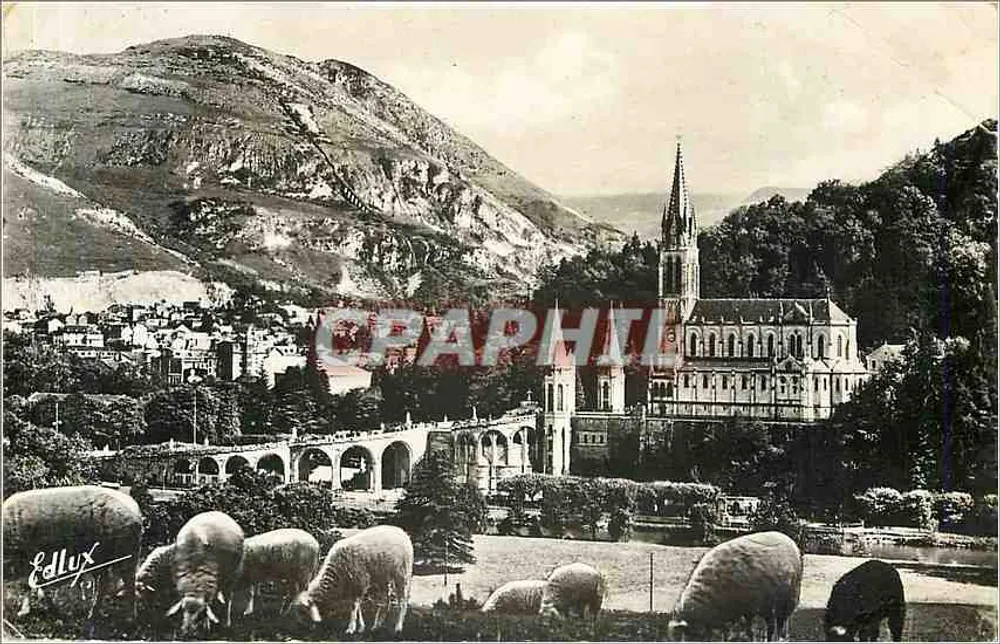 Lourdes — La Basílica y el Pic du Jer — Editor Edlux - Anverso