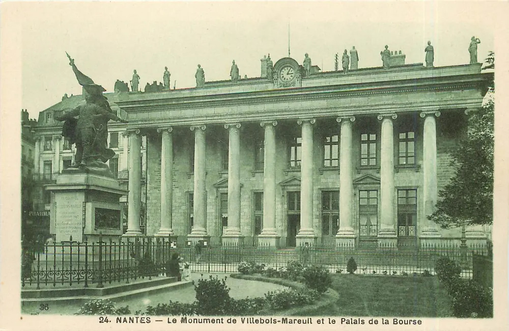 NANTES — Denkmal von Villebois-Mareull und Palais de la Bourse — F. Charpeau, Verleger Nantes - Vorderseite