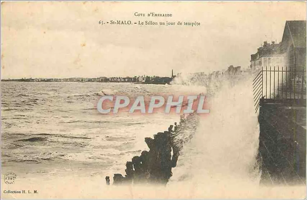 St-Malo - O Sillon em um dia de tempestade — Costa da Esmeralda, n°65 - Frente