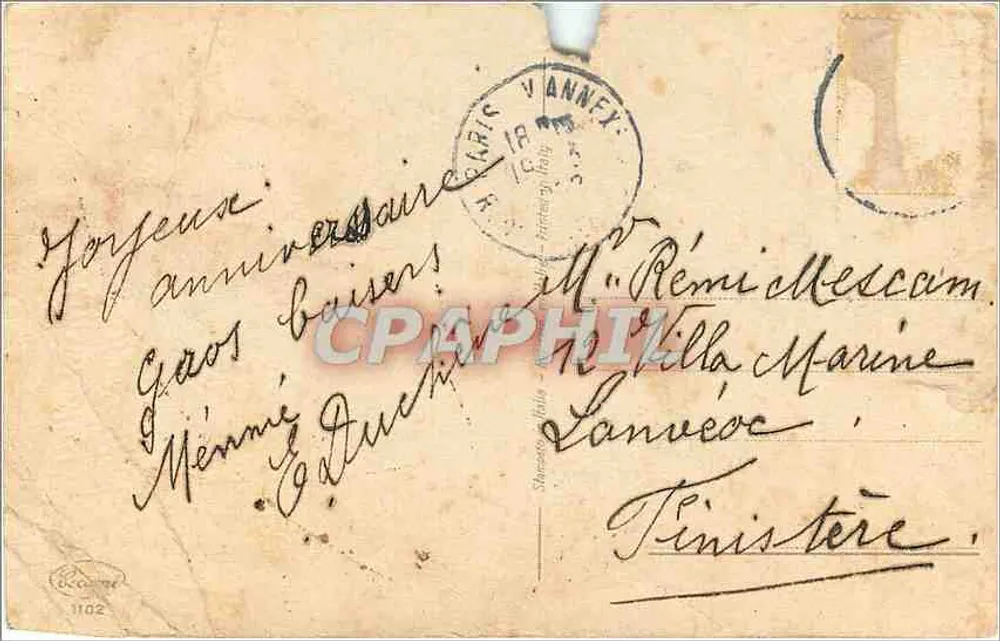 Fille tenant un bouquet et une poupée — Anniversaire — éditeur BARNINI - Verso