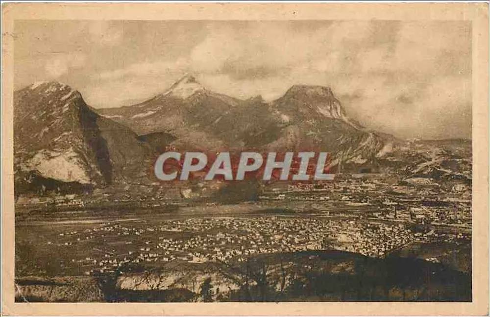 Grenoble — Vista panorâmica tirada da Torre Sans-Venin — Edição La Cigogne, Grenoble - Frente