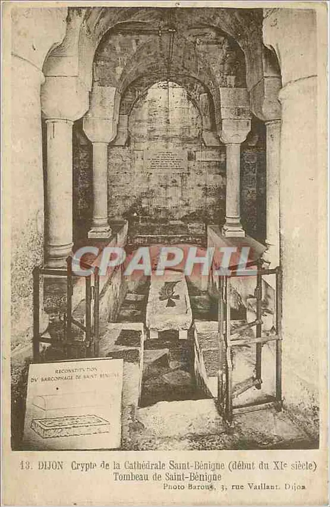 Dijon — Cripta da Catedral de São Bénigne (início do século XI) — Foto Barou, 3, rue Vaillant, Dijon - Frente