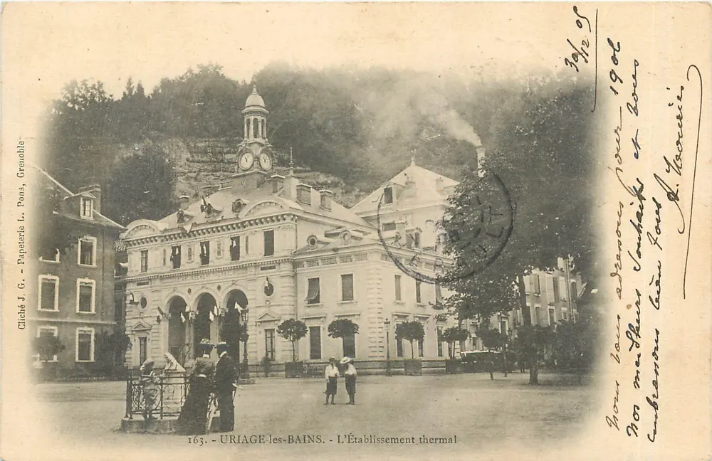 Uriage-les-Bains — L'Établissement thermal — Gliché J. G., Papeterie L. Pons, Grauoble - Recto