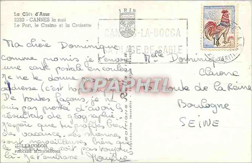 O Porto de Cannes — noite — Rella - Verso