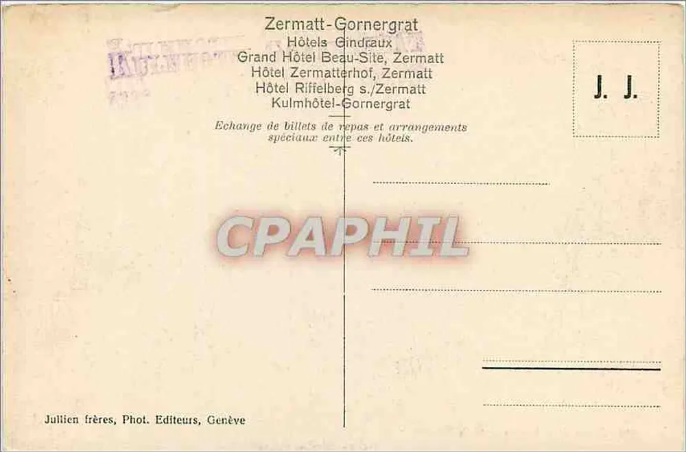 Zermatt — Lago Riffelsee e o Cervino — J.J. 9605 - Verso