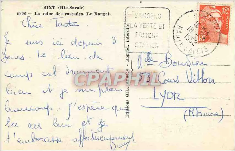SIXT (Haute-Savoie) — A rainha das cachoeiras. Le Rouget — Éditions GILL, Arneycy - Verso