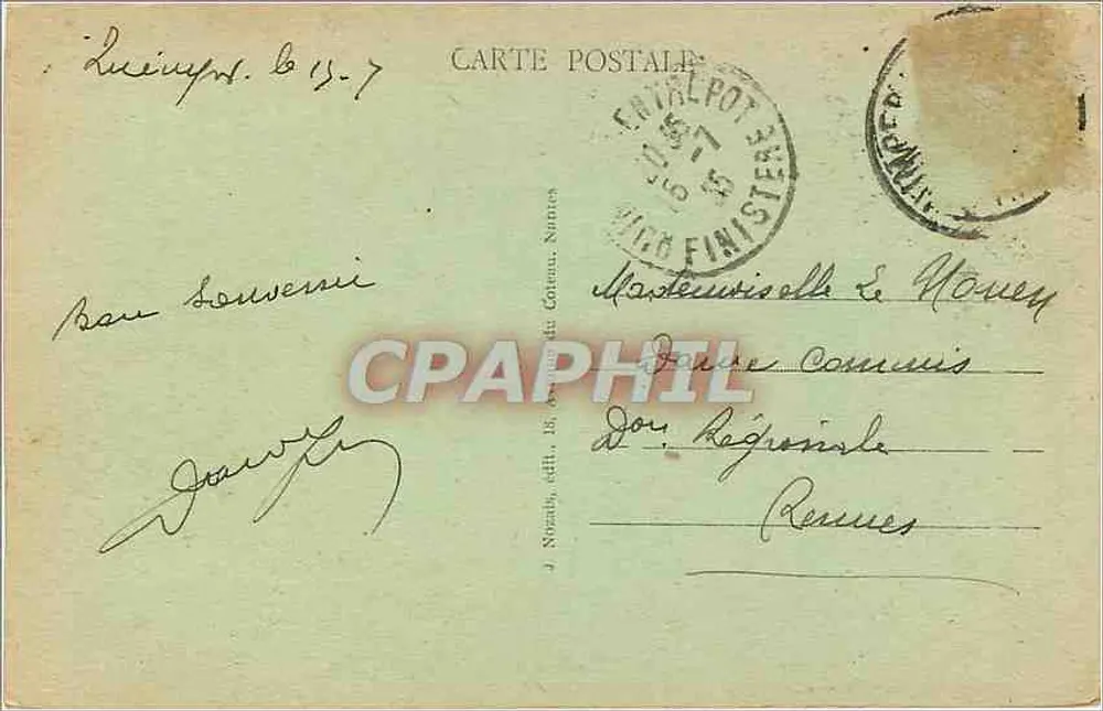 Quimper — Rue de l'Évêché i Katedra — J. Nozais, wyd. Le Coteau, Nantes, n°13 - Rewers