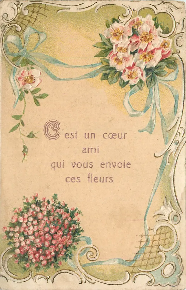 Flores — carta postal decorativa — editor desconhecido - Frente