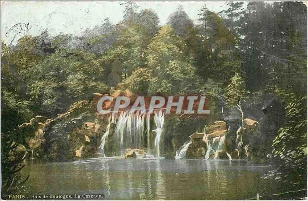Paris - Bois de Boulogne. A Cascata - Frente