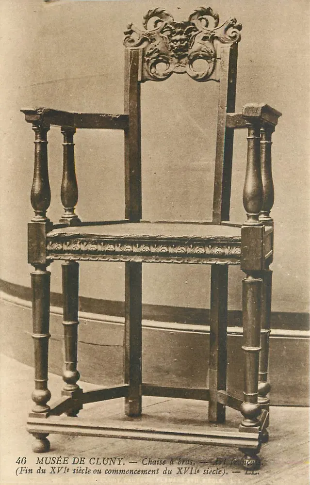 Museu de Cluny — Cadeira de braços, final do século XVI ou início do século XVII — Editor LL. n°46 - Frente