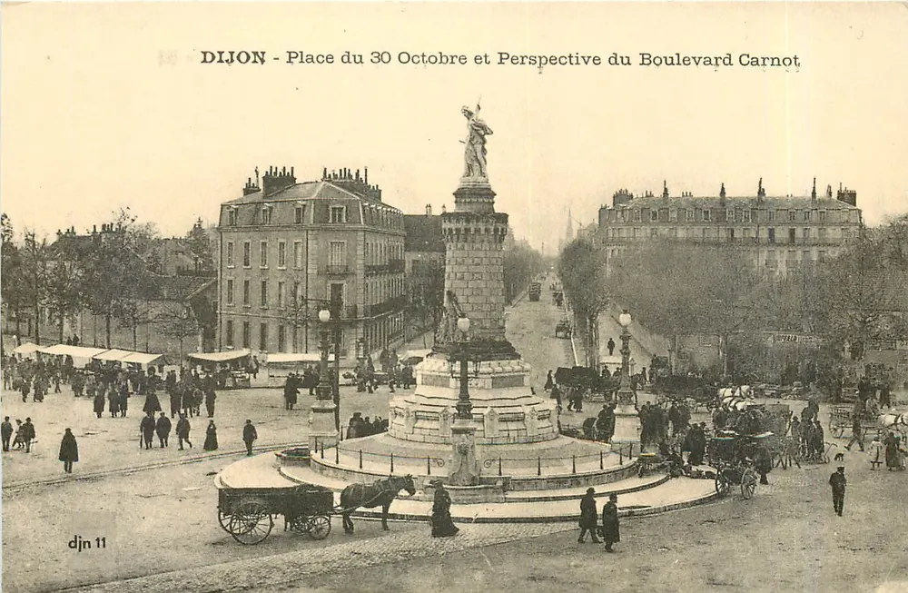 Dijon - Place do 30 de Outubro e Perspectiva do Boulevard Carnot — editor Dijon, n° djn 11 - Frente
