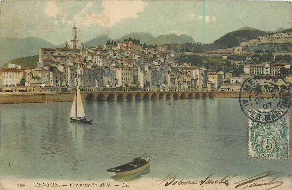Menton — Vue tirada do Môle — LL. — n° 986 - Frente
