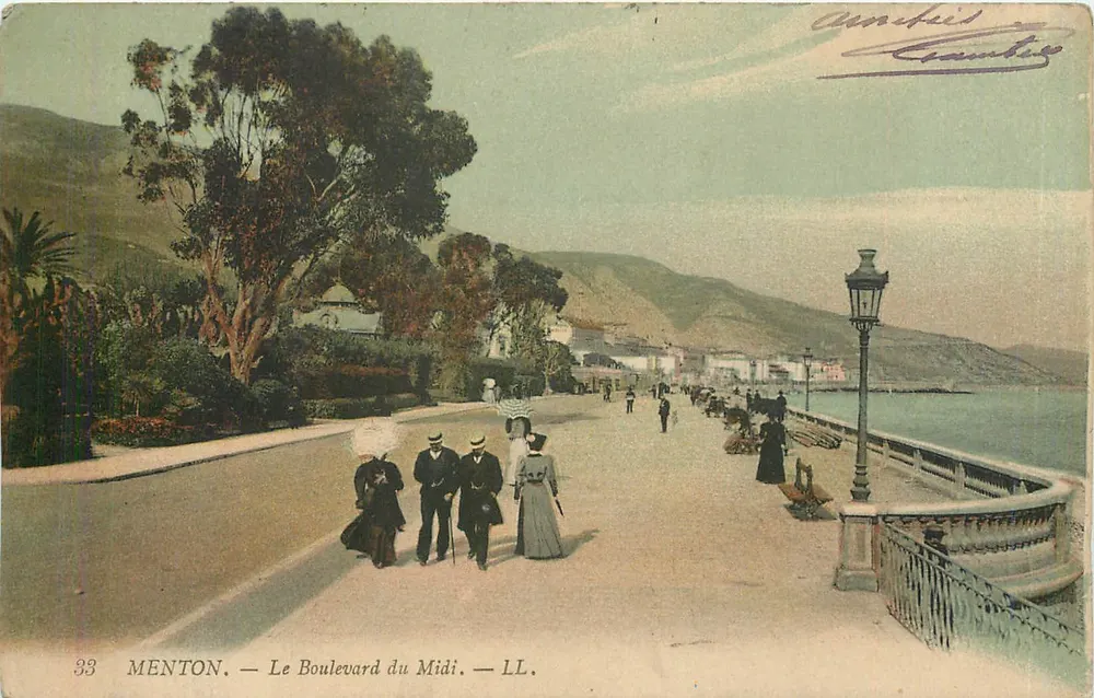 Menton — O Boulevard do Meio-Dia — LL. — Editor C. Cantelier, n°33 - Frente