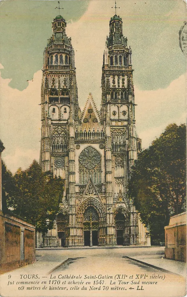 Tours — Cathédrale Saint-Gatien (XIIe et XVIe siècles) — Éditeur Coute, n° 581 - Recto