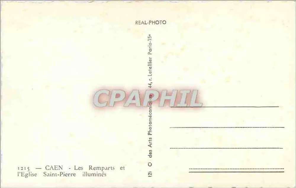 CAEN — Die Mauern und die Kirche Saint-Pierre beleuchtet — Cie des Arts Photographiques - Rückseite