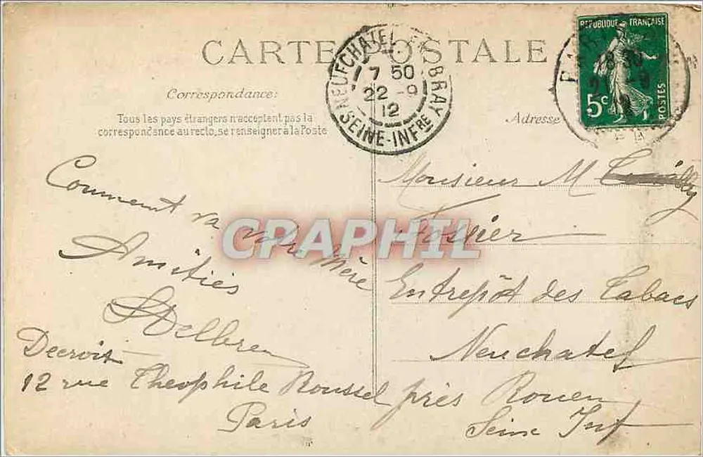 Paris — Arc de Triomphe du Carrousel — éditeur : N° 19 — Paris. Arc de Triomphe du Carrousel - Verso