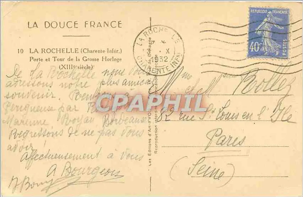 La Rochelle — Tor und Tür der Großen Uhr — Les Éditions Yvon - Rückseite