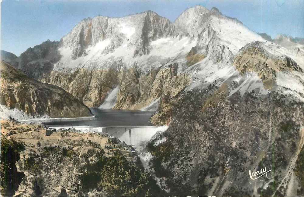 Le lac et le barrage de Cap de Long — Haute Vallée d'Aure — éditeur Larrey, n° 4121 - Recto