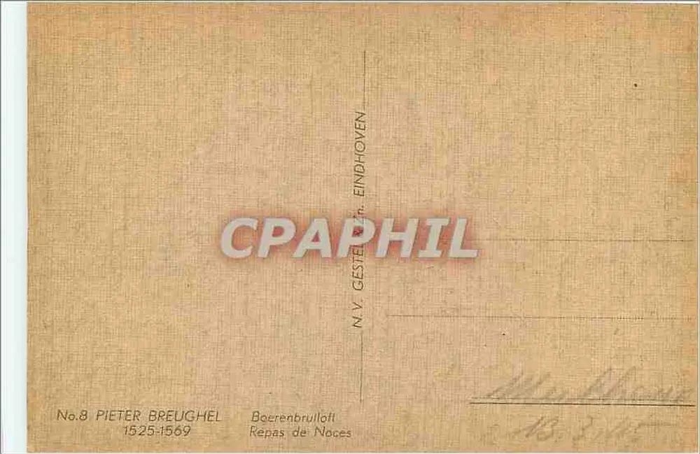 Refeição de casamento — Pieter Brueghel o Velho — N.V. GESTEL EINDHOVEN - Verso