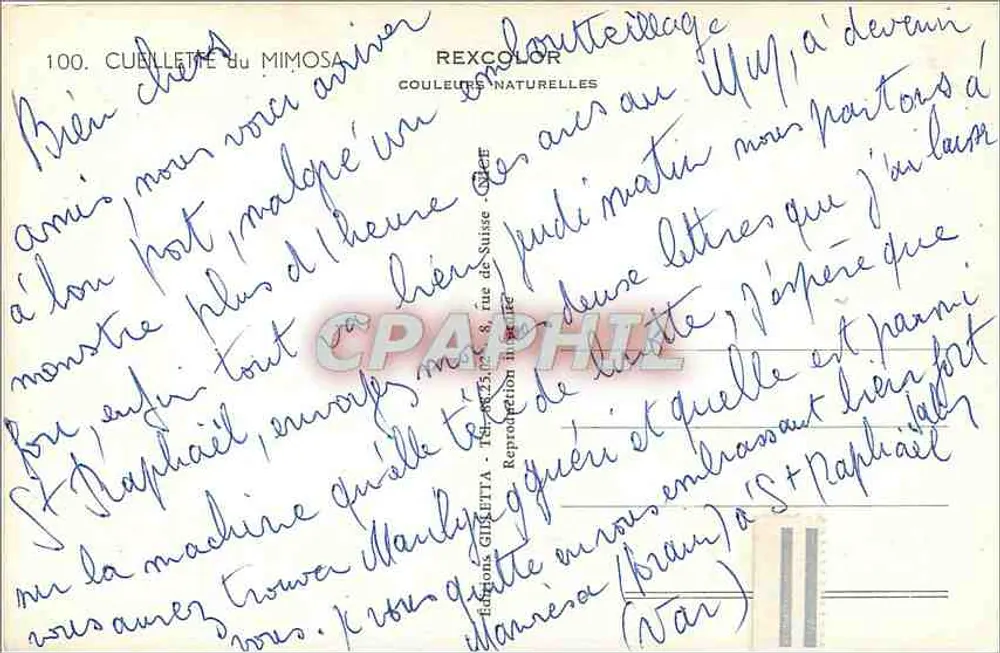 मिमोसा के पेड़ के नीचे महिलाएं और बच्चा — रेक्सकलर, संख्या 100 - पीछे