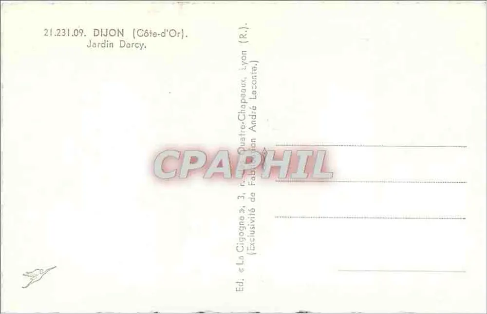 Jardim Darcy — Dijon (Côte-d'Or) — Ed. « La Cigogne » - Verso