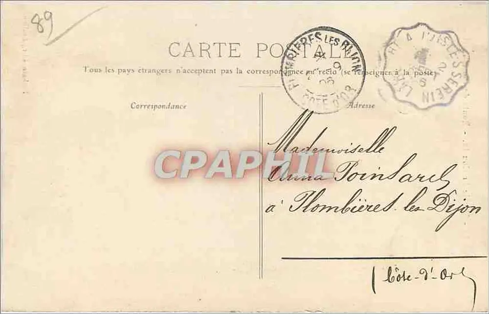 Vallée du Cousin — Route de Pontaubert — Pothain, édit., Avallois - Verso