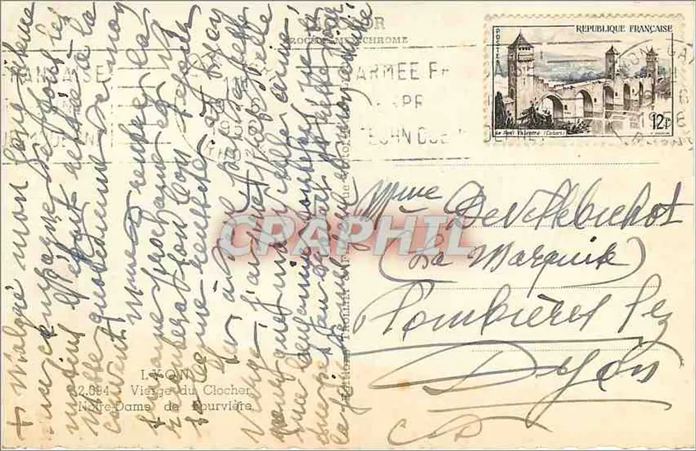 Virgem do Sinete — Nossa Senhora de Fourvière — editor L. Goyon, n° 32.894 - Verso