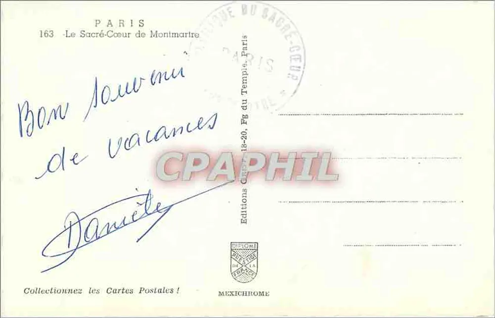 O Sagrado Coração de Montmartre — Paris — Éditions Diplôme - Verso