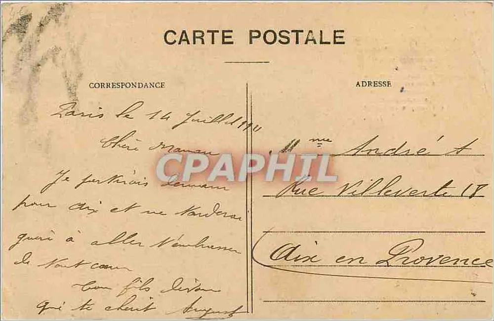 Paris — Arco do Triunfo — J.H. editor, n° 842 - Verso